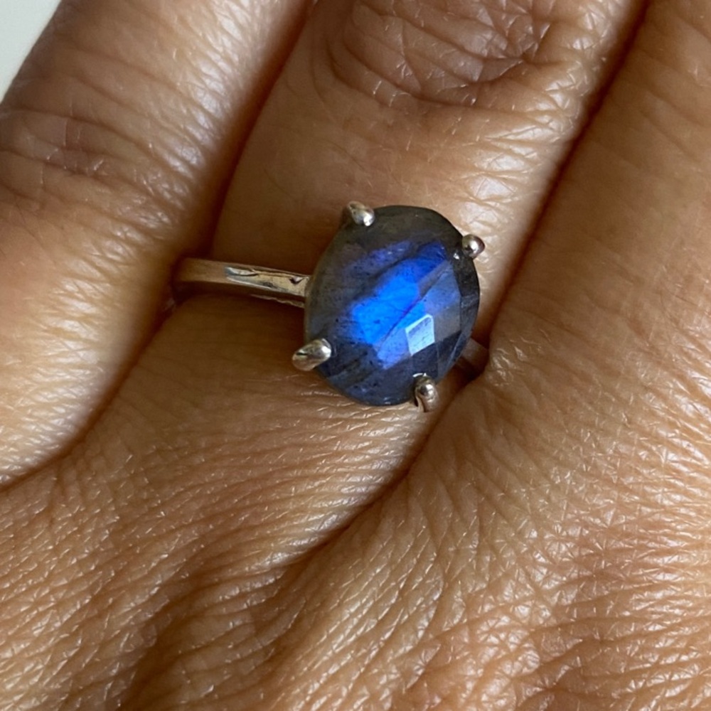 Sterling Silver 925 Labradorite Stone Ring - Picture 5 of 5